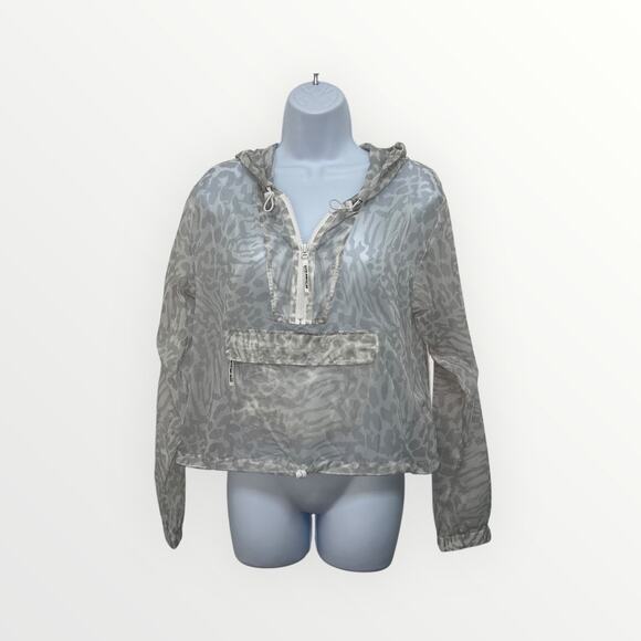 Good American Icy Leopard Print Windbreaker Jacket Packable Y2K Chic Size M NWT - Picture 3 of 16